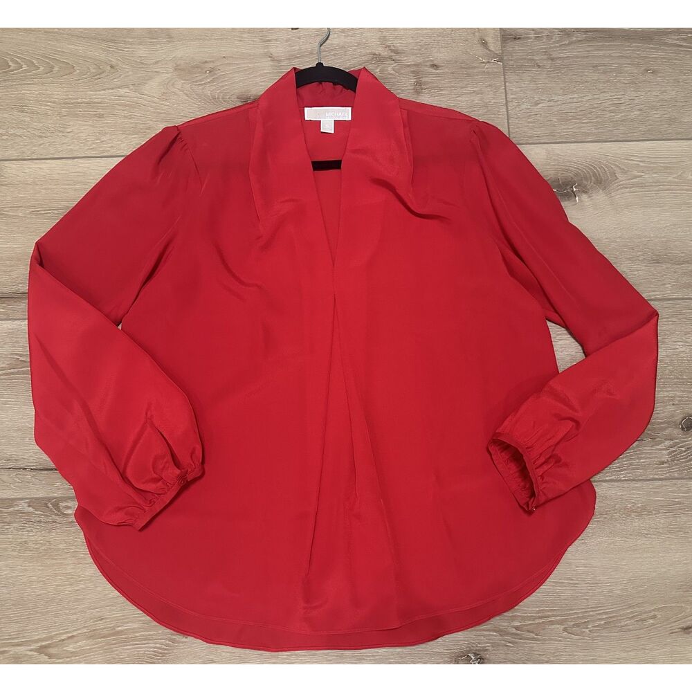 Michael Kors Women's Red Long Sleeve Blouse XL EUC!
